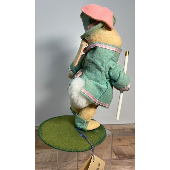 Vintage Amalee Dolls Bunny Rabbit Figurine With Green Outfit & Hat - Picture 2 of 4